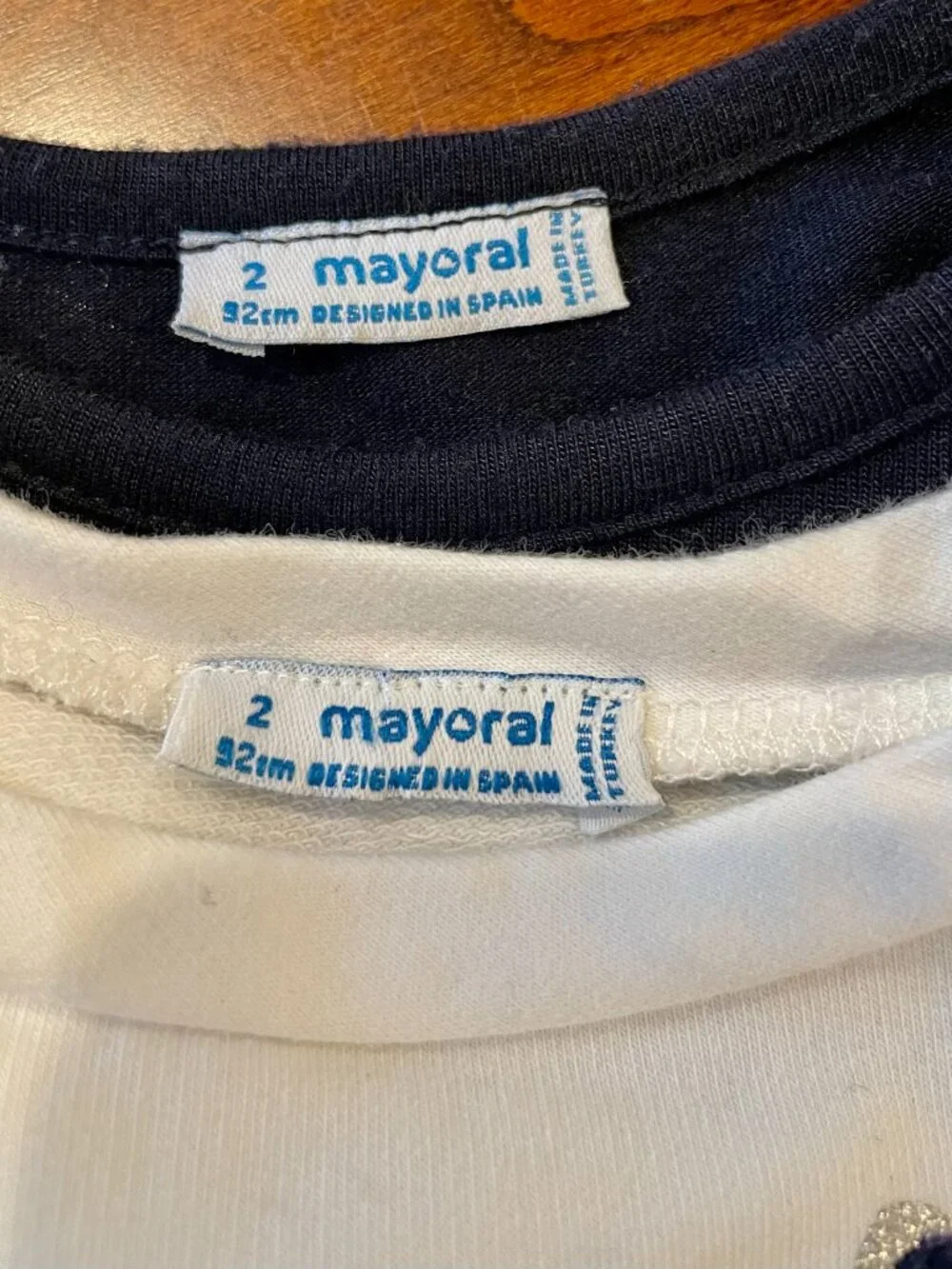 Mayoral Off-White & Navy Blue Bow Sweatshirt Dress Set - Sz 2.